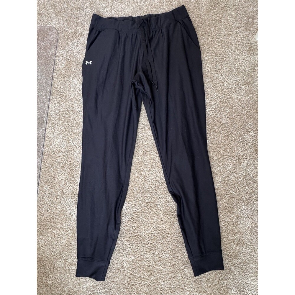 Under Amour Sportstyle Track Joggers Womens Size M Black Heatgear Loose Fit